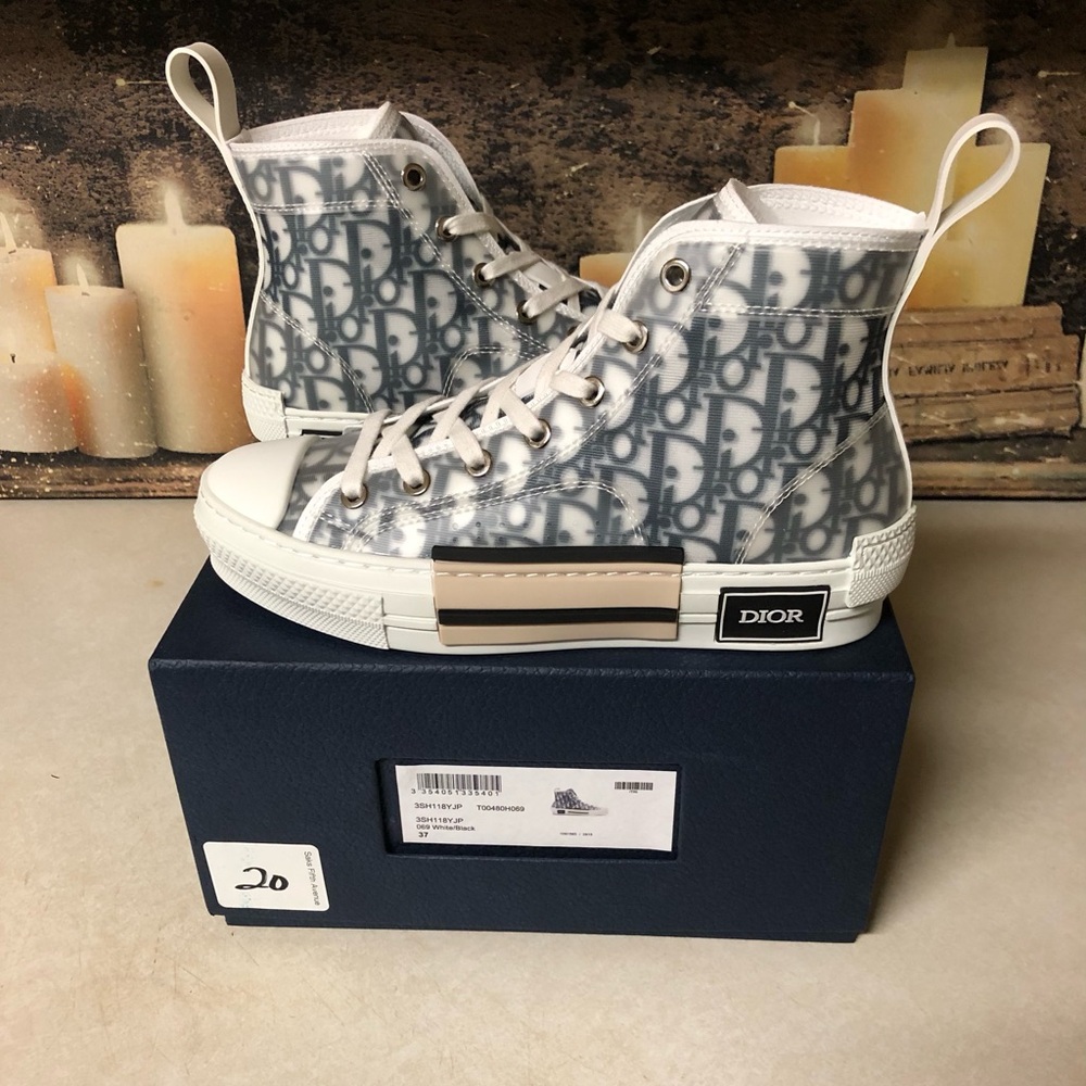Dior B23 Translucent High-Top Sneaker Black/ White Women Size 7